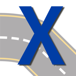 The letter X over a road